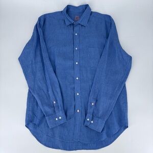 J. McLaughlin French Blue Gramercy Classic Fit Linen Button Down Shirt